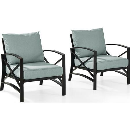 CROSLEY 2 Piece Kaplan Outdoor Seating Set with Mist Cushion - Two Kaplan Outdoor Chairs KO60013BZ-MI